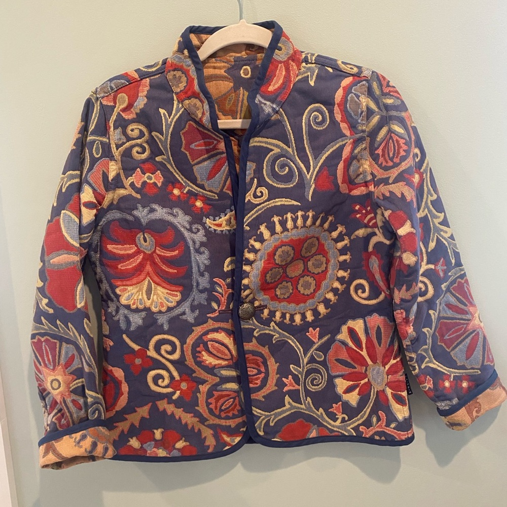 Trimdin Artisan Made Reversible Jacket Brocade Tapestry Sz S Made in USA